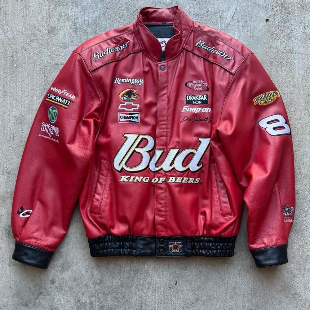 Budweiser Leather Vintage NASCAR Jacket 'king of beers' (M)